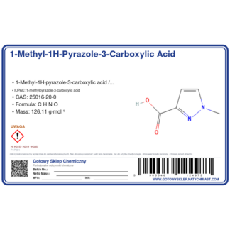 1-Methyl-1H-pyrazole-3-carboxylic acid, CAS 25016-20-0 — etykieta produktu chemicznego