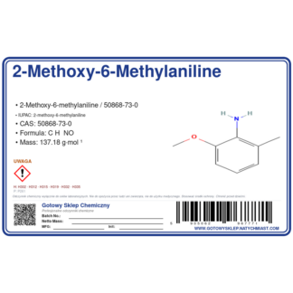 2-Methoxy-6-methylaniline, CAS 50868-73-0 — etykieta produktu chemicznego