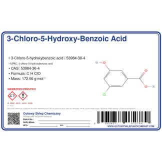 3-CHLORO-5-HYDROXY-BENZOIC ACID, CAS 53984-36-4 — etykieta produktu chemicznego