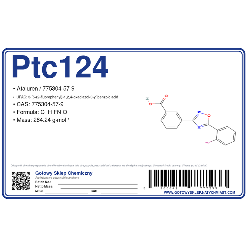 Ptc124, CAS 775304-57-9 — etykieta produktu chemicznego