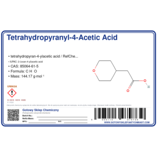 Tetrahydropyranyl-4-acetic acid, CAS 85064-61-5 — etykieta produktu chemicznego