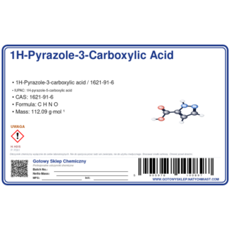 1H-PYRAZOLE-3-CARBOXYLIC ACID, CAS 1621-91-6 — etykieta produktu chemicznego