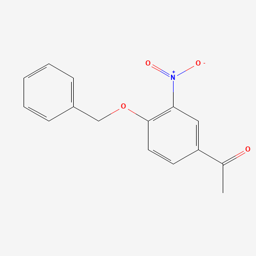 4-Benzyloxy-3-nitroacetophenone — struktura chemiczna 2D (CAS 14347-05-8, wzór C15H13NO4, masa 271.27 g/mol)