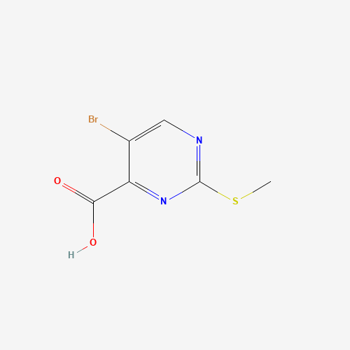 Szkielet 2D 5-broMo-2-(Methylthio)pyriMidine-4-carboxylic acid, CAS 50593-92-5, wzór C6H5BrN2O2S