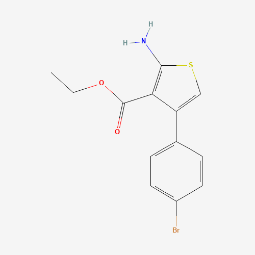 Szkielet 2D 2-aMino-4-(4-broMo-phenyl)-thiophene-3-carboxylic acid ethyl ester, CAS 306934-99-6, wzór C13H12BrNO2S